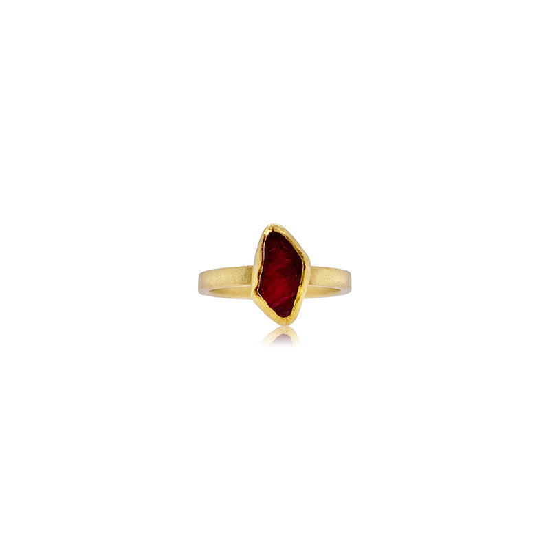 Rough Ruby Narrow Band Ring in 22K/18K Gold
