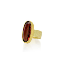 Large Red Oval Faceted Tourmaline Ring