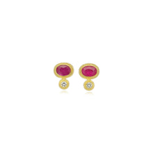 ruby and diamond post back earrings