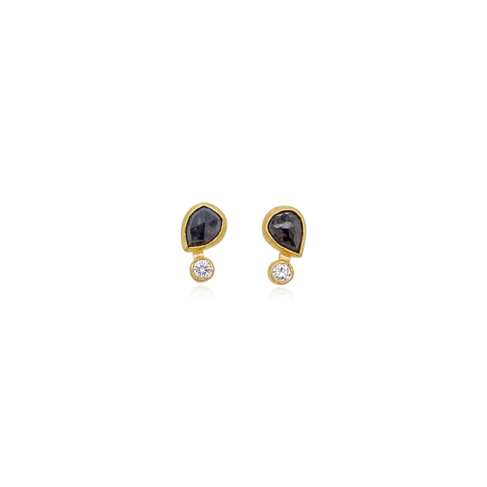 tear drop black diamond earrings