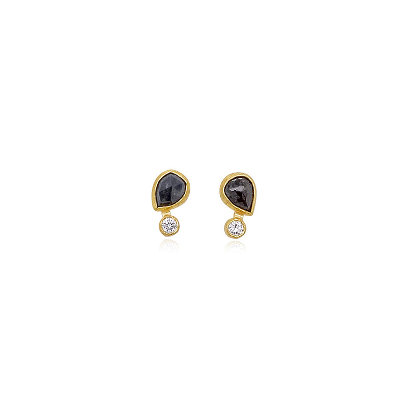 Dark Chocolate Diamond Tear Drop Earrings