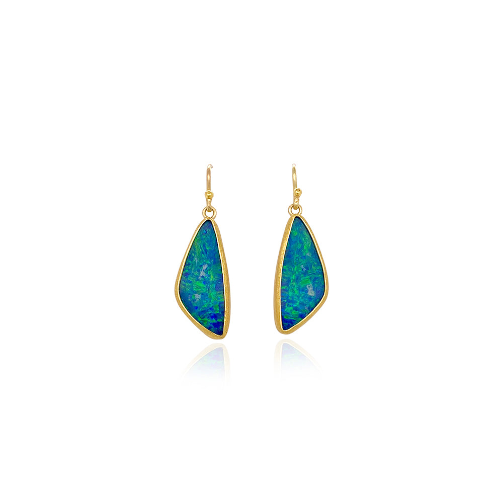 Australian Boulder Opal Doublet Earrings on French Wires