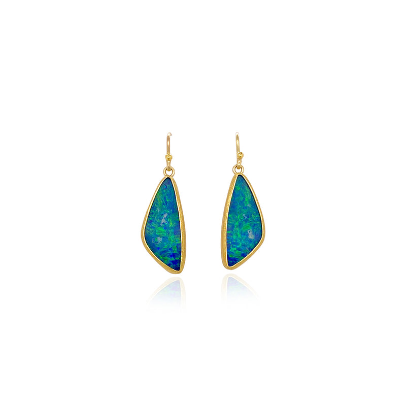 Australian Boulder Opal Doublet Earrings on French Wires