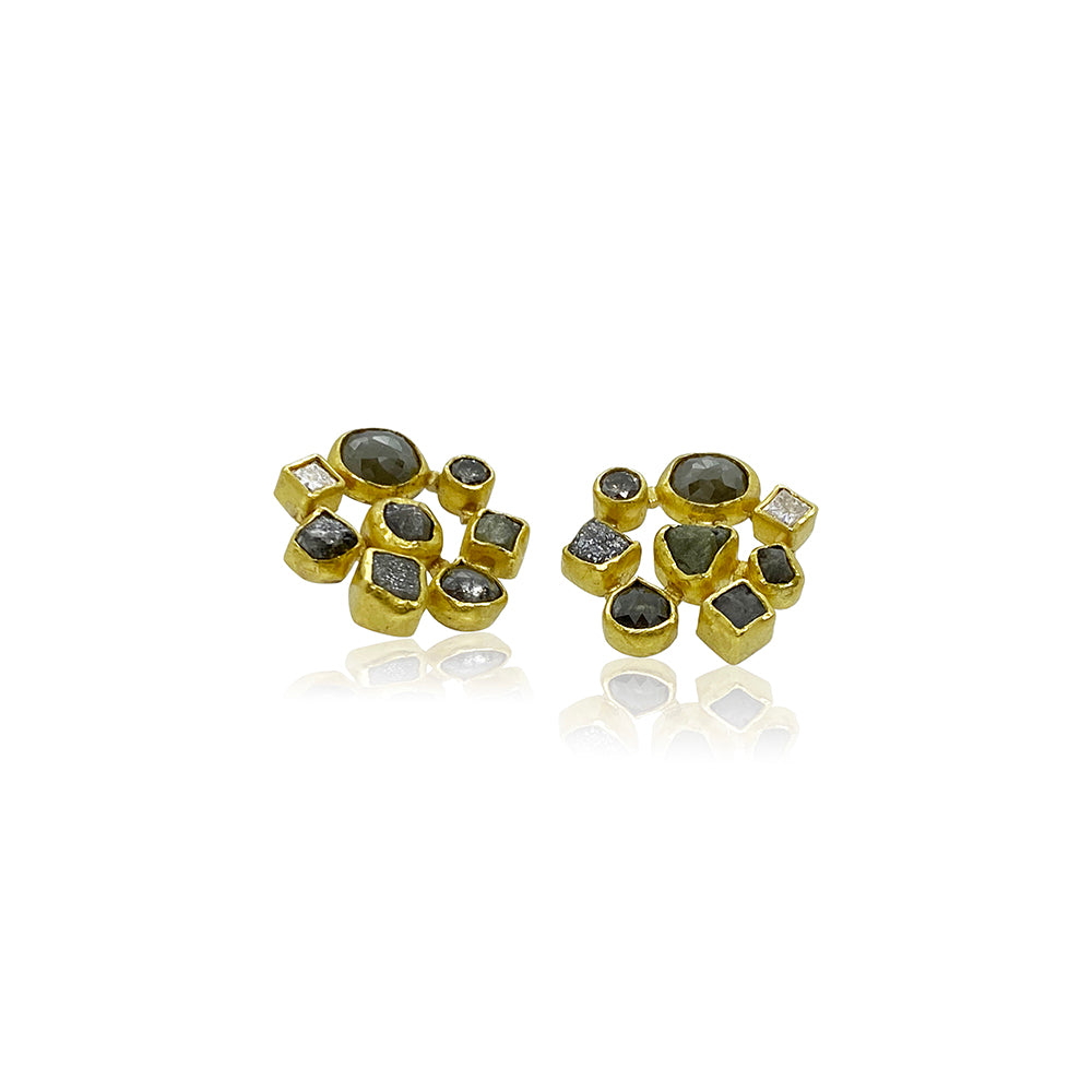Mosaic Diamond Earrings in 22K/18K