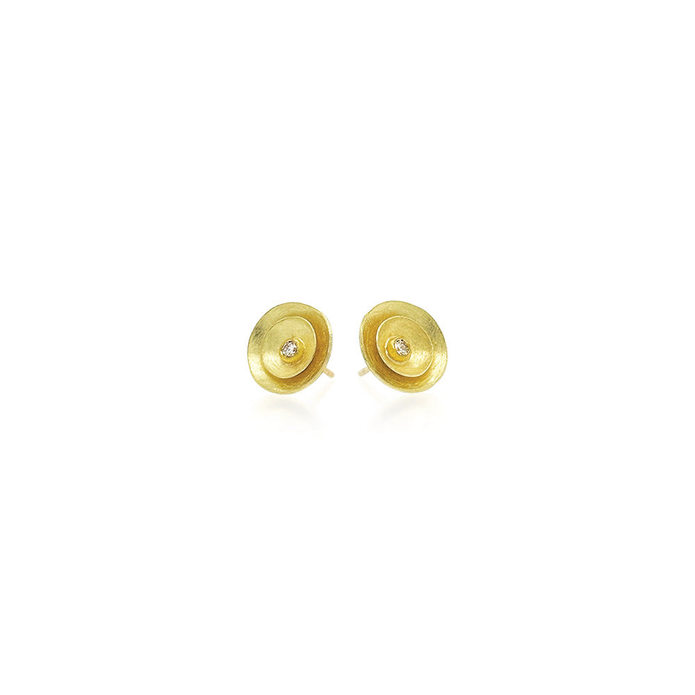 Double Reflective Earrings with Light Champagne Diamonds