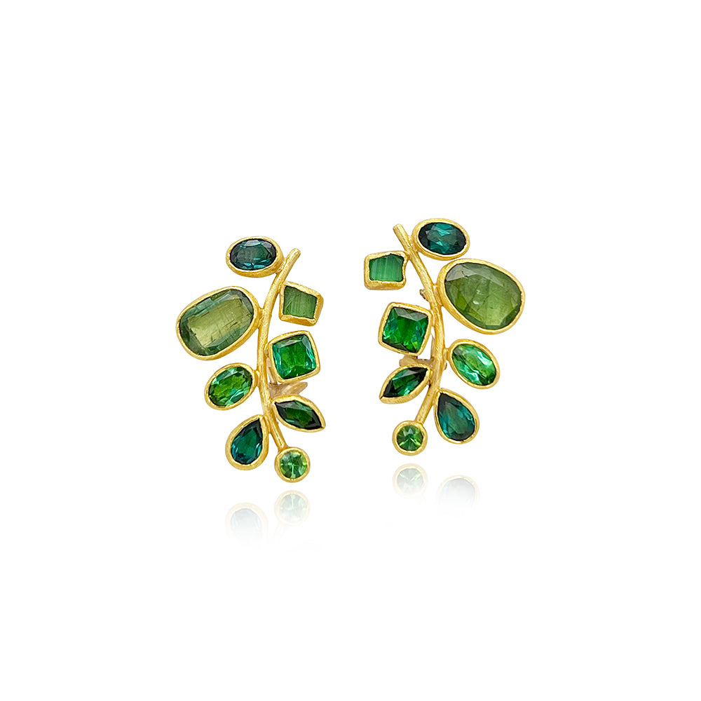 grape cluster earrings in green tourmalines