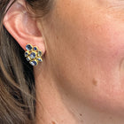 Mosaic Cluster Earrings with Mixed Shape and Cut Blue Sapphires