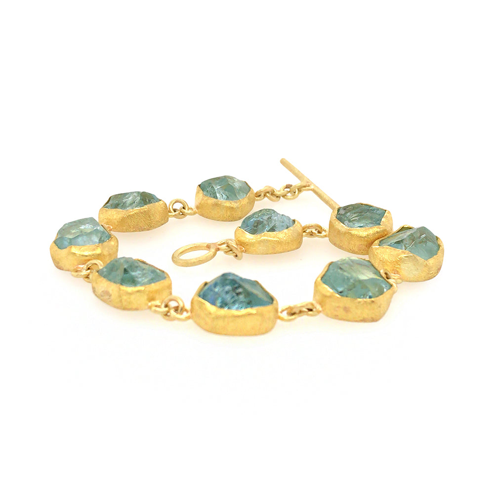 Natural Rough Aquamarine Bracelet in 22K/18K