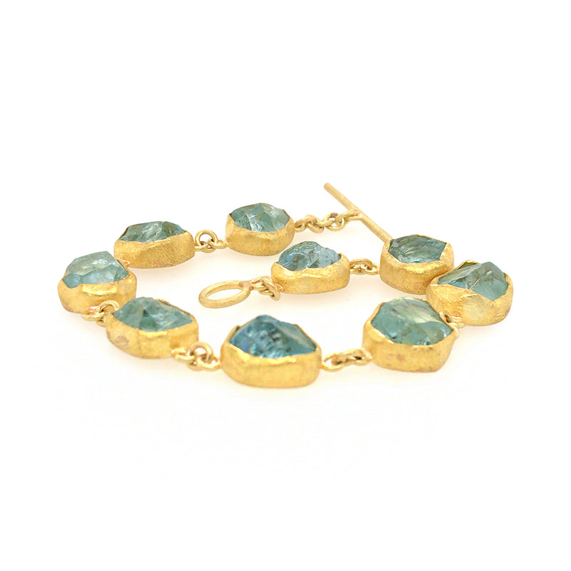 Natural Rough Aquamarine Bracelet in 22K/18K
