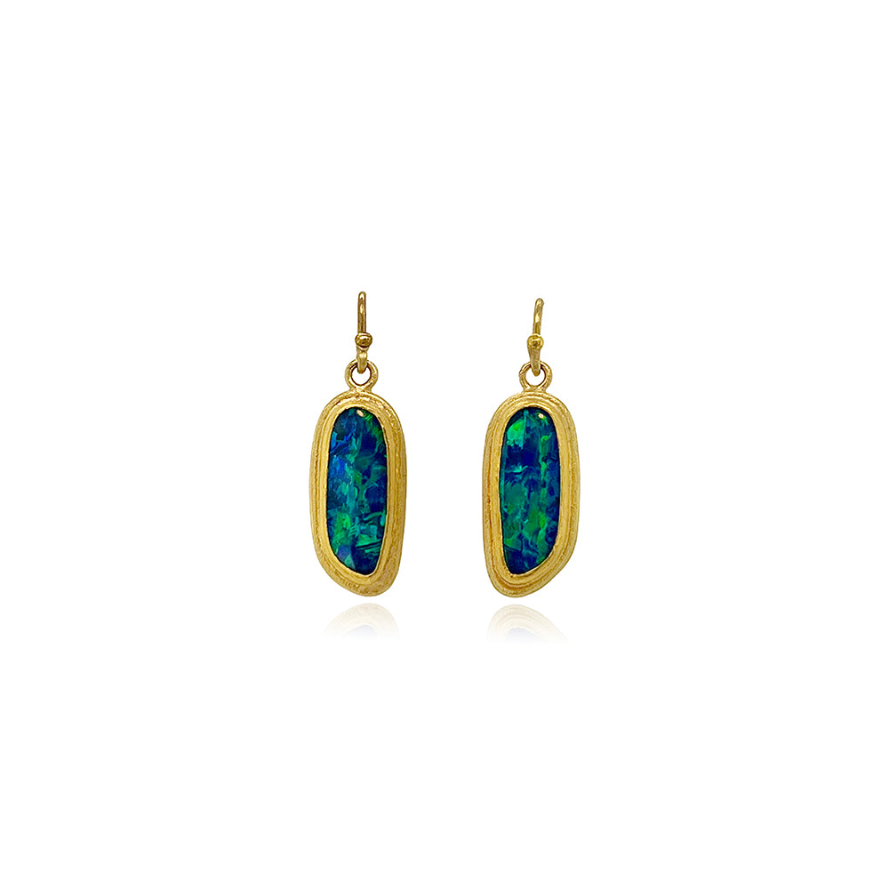 long australian boulder opal earrings