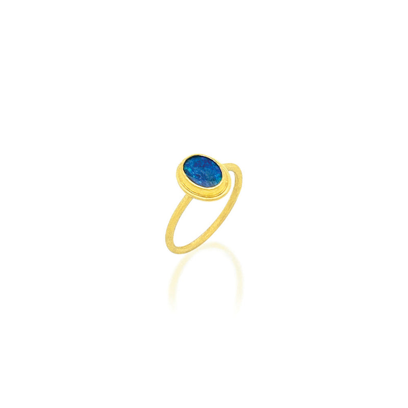 Small Oval Australian Boulder Opal Stacking Ring