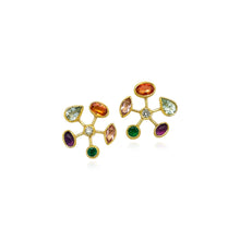 starburst earrings with multi-color gemstones
