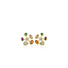 Startburst earrings with multi-color gemstones