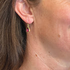 Faceted Teardrop Red Tourmaline Earrings