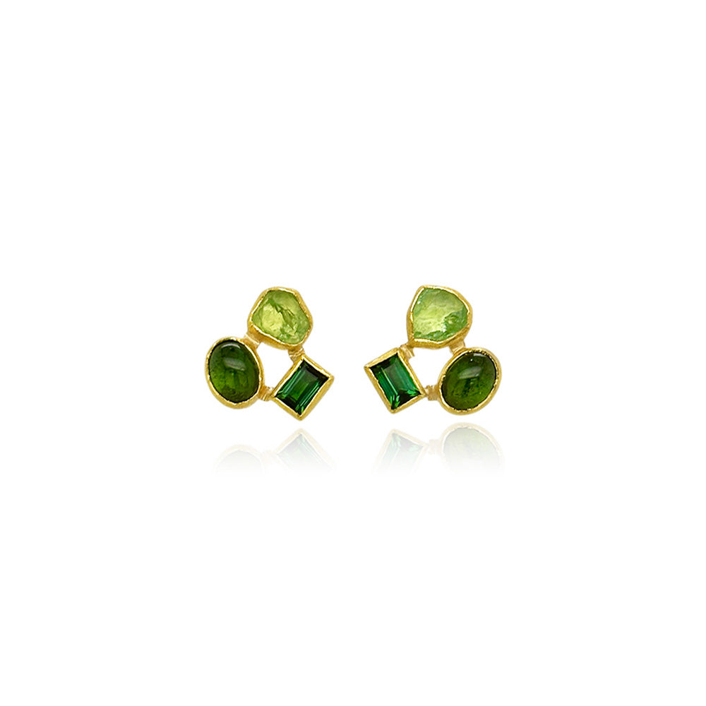 Triple green tourmaline earrings
