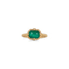 One of a kind East/West emerald ring