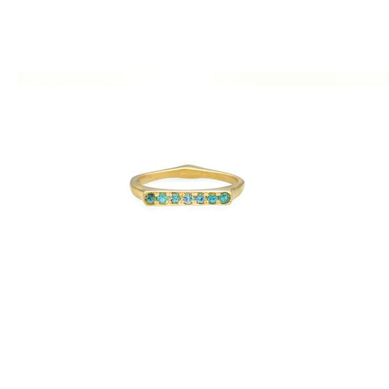 Corazon Stacking Ring with Mint Tourmaline in 18K Fairmined Green Gold