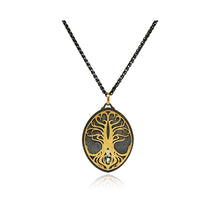 “Tree of Life” Pendant Necklace with Blue Green Sapphire and Diamond