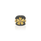 Natural Color, Rose-Cut Diamond Flower Ring in 18K