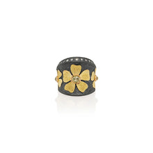 Natural Color, Rose-Cut Diamond Flower Ring in 18K