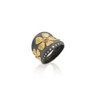 Natural Color, Rose-Cut Diamond Flower Ring in 18K