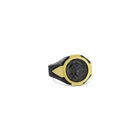 18k yellow gold and oxidized sterling silver band with ancient Roman coin. Coin is 18mm and is a size 9.25.