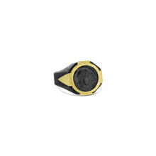 18k yellow gold and oxidized sterling silver band with ancient Roman coin. Coin is 18mm and is a size 9.25.