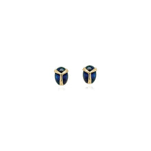 Lucky scarab studs with blue sapphires