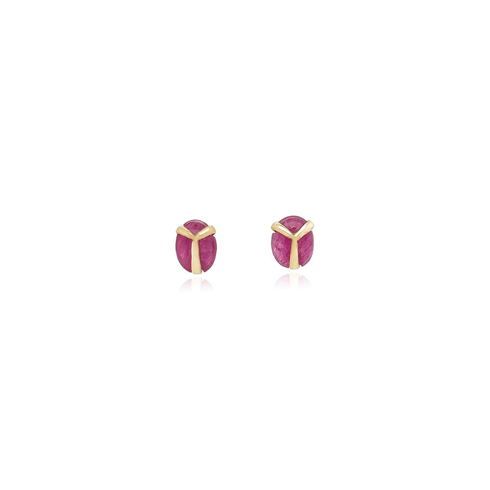 lucky scarab studs with ruby