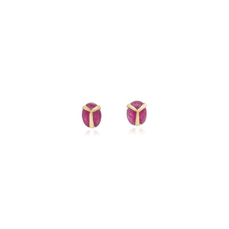 Lucky Scarab Studs with Ruby