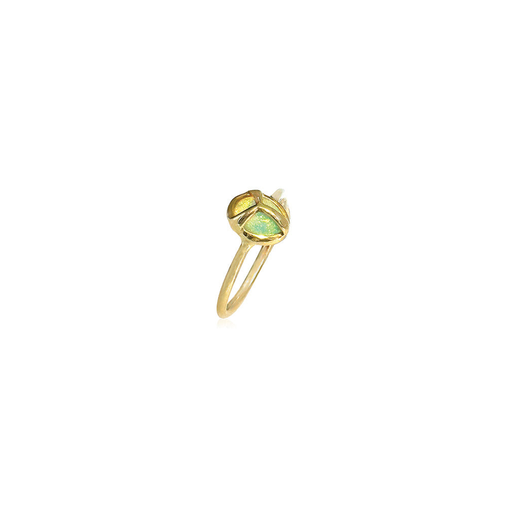 Lucky Scarab Ring with Crystal Opal