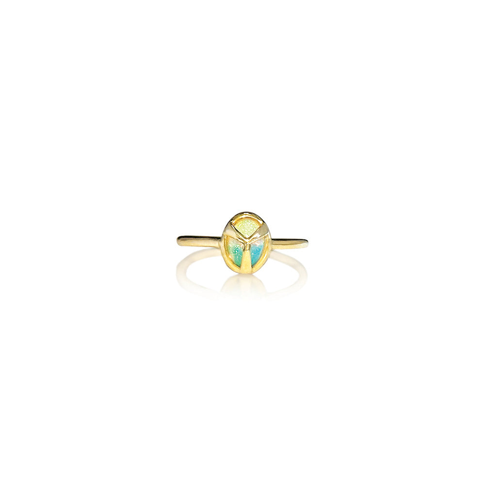 lucky scarab ring with crystal opal