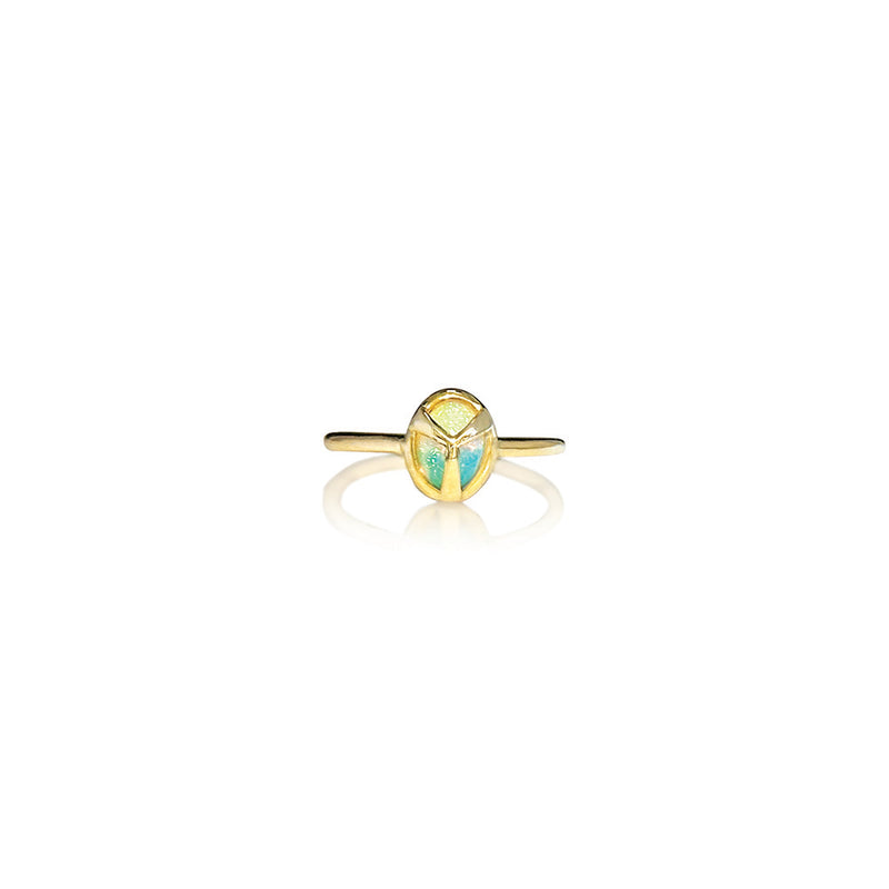 Lucky Scarab Ring with Crystal Opal
