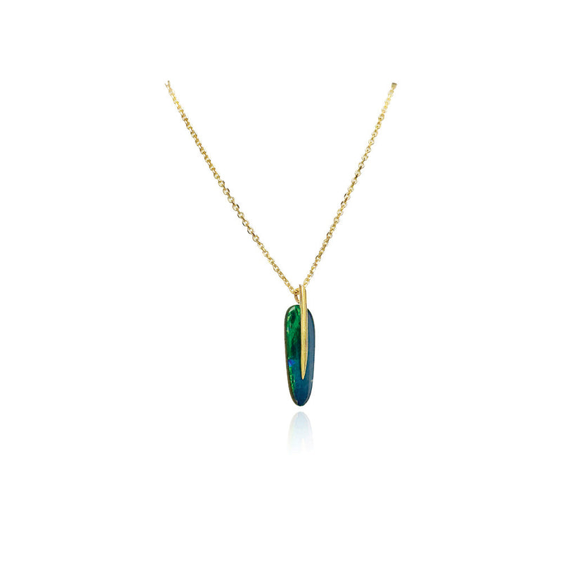 Feather Charm with Australian Boulder Opal Doublet