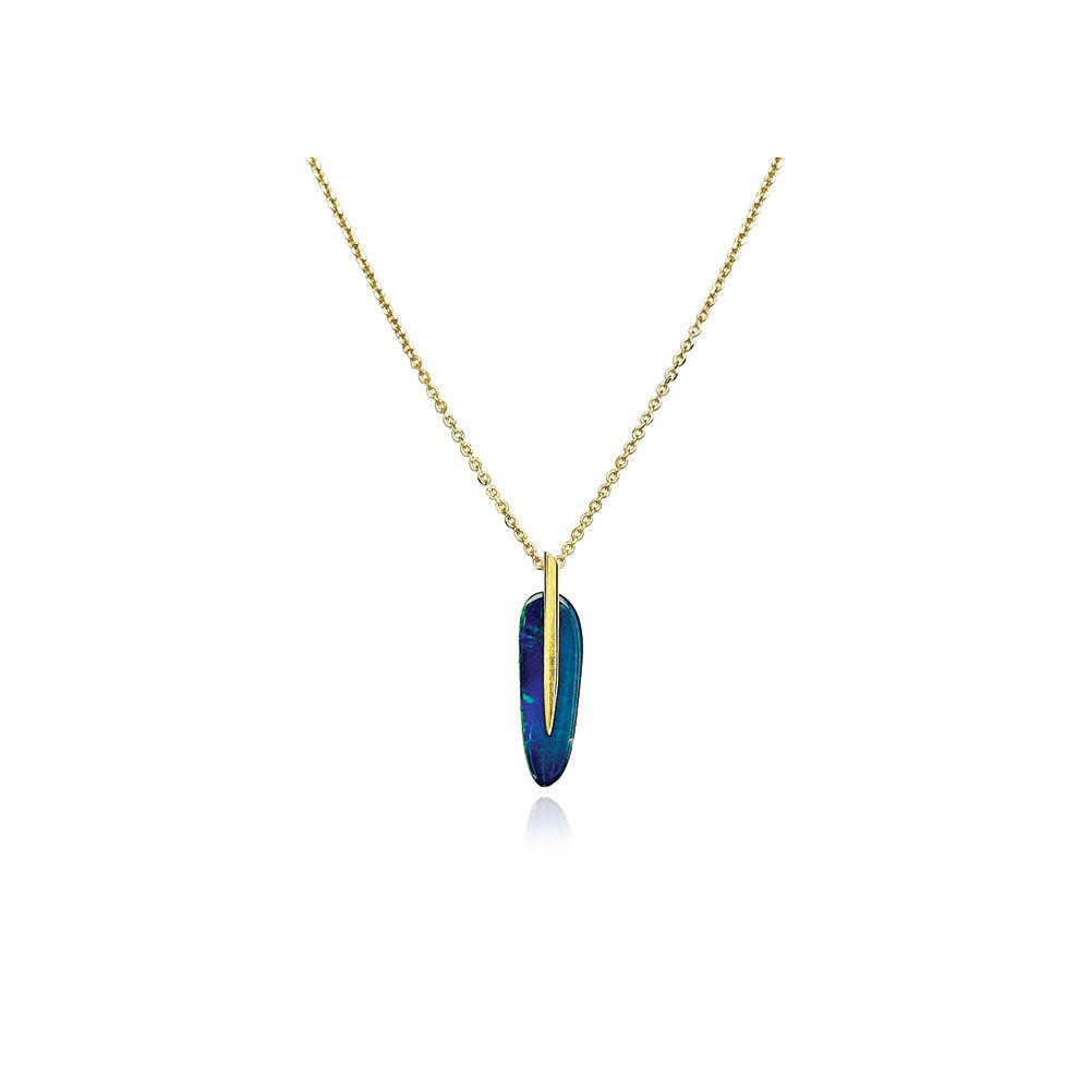 Feather pendant with Australian Boulder opal doublet