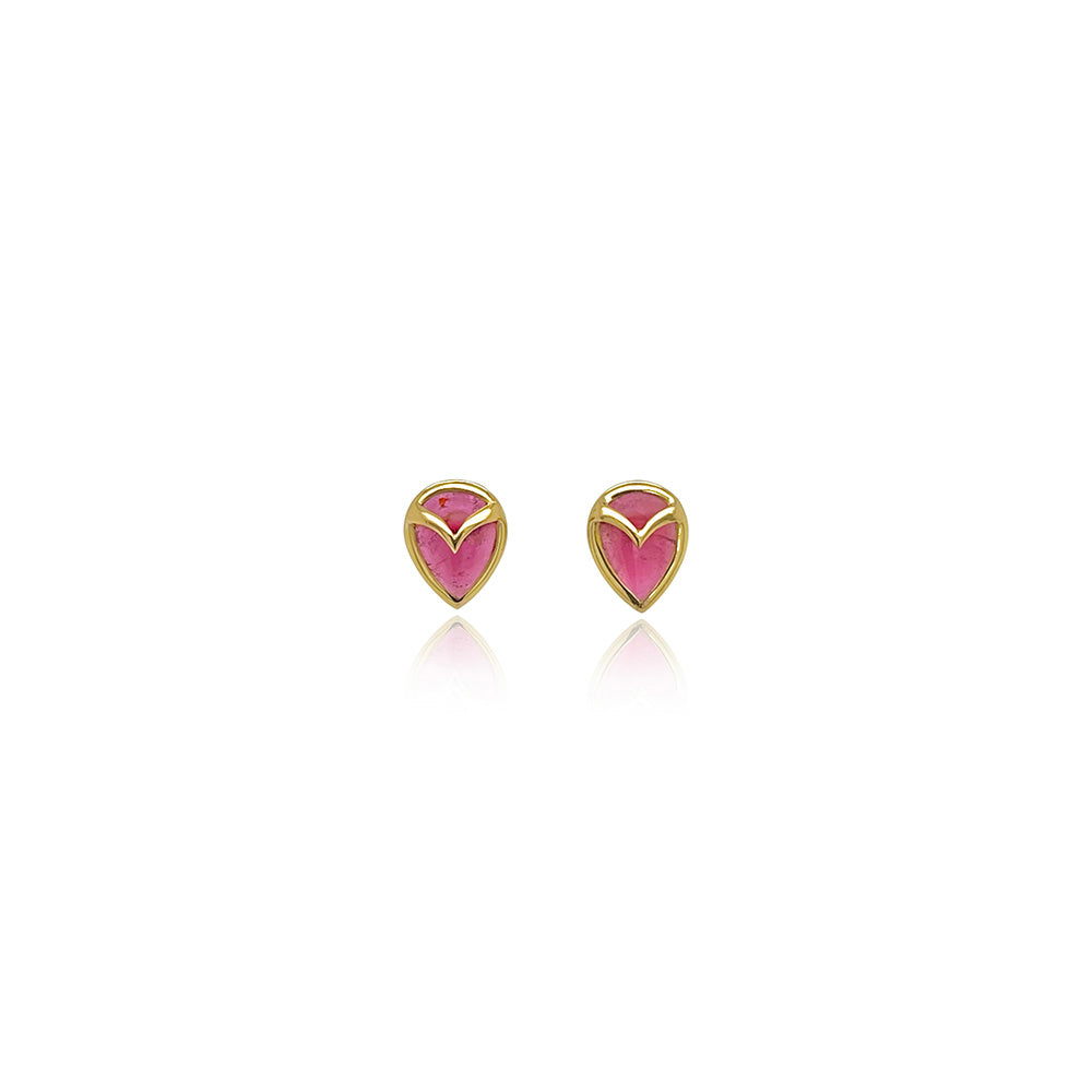 owl post earrings in pink tourmaline