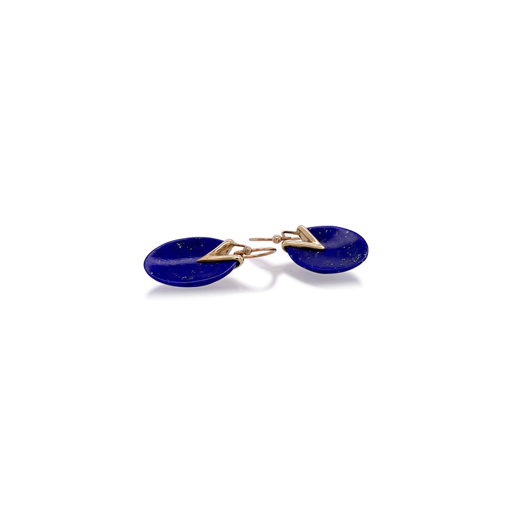 Small Lily Pad Earrings in Lapis