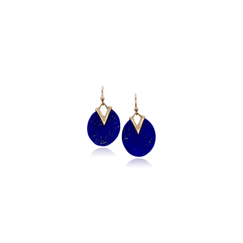 Small Lily Pad Earrings in Lapis