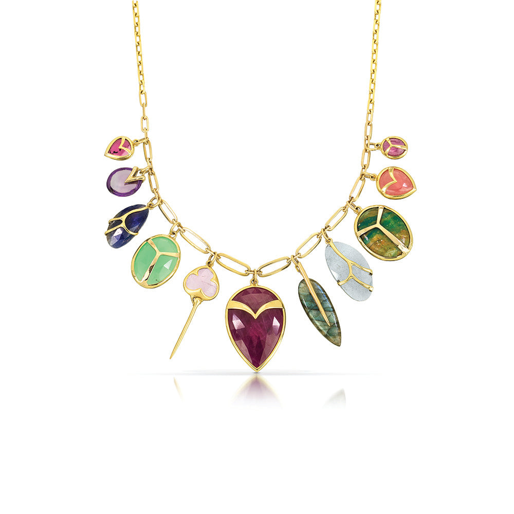 Daisy Chain necklace with Multi charm gemstones