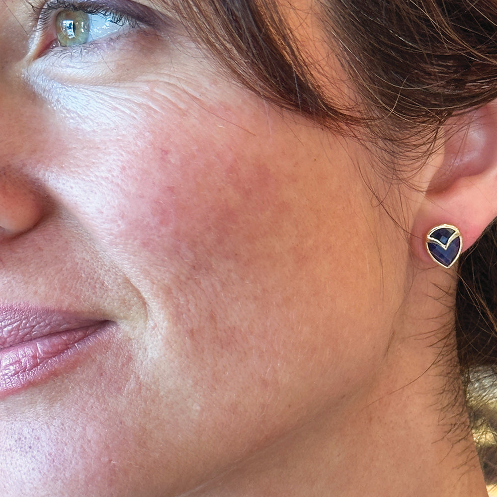 owl studs with kyanite