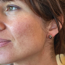 Owl earrings with amethyst