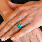 lucky scarab ring with turquoise