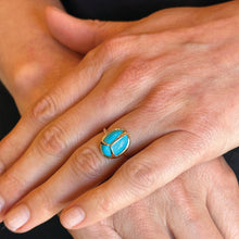 lucky scarab ring with turquoise