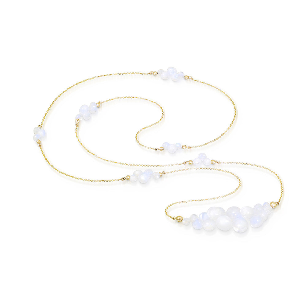 "caviar" Rainbow moonstone eternity necklace