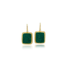 uvarovite garnet drusy earrings with diamonds