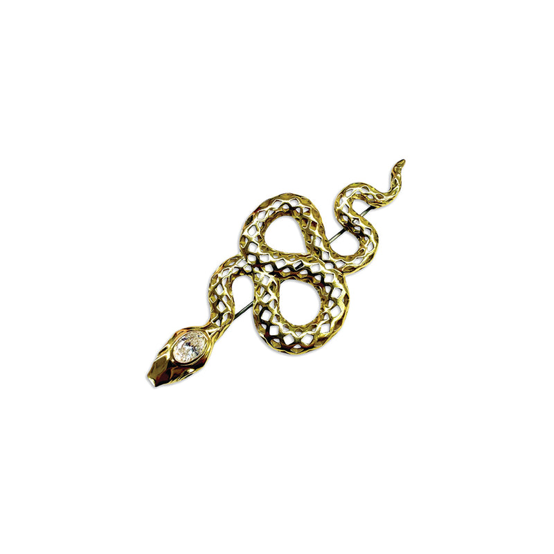 Crownwork Snake Brooch with Tsavorite Garnet and Diamond
