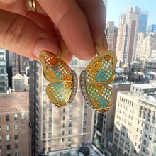 plique à jour enamel earrings with diamonds