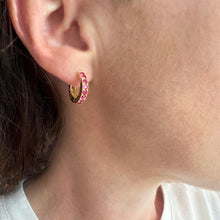 Crownwork Huggie Earrings with Pink Sapphires