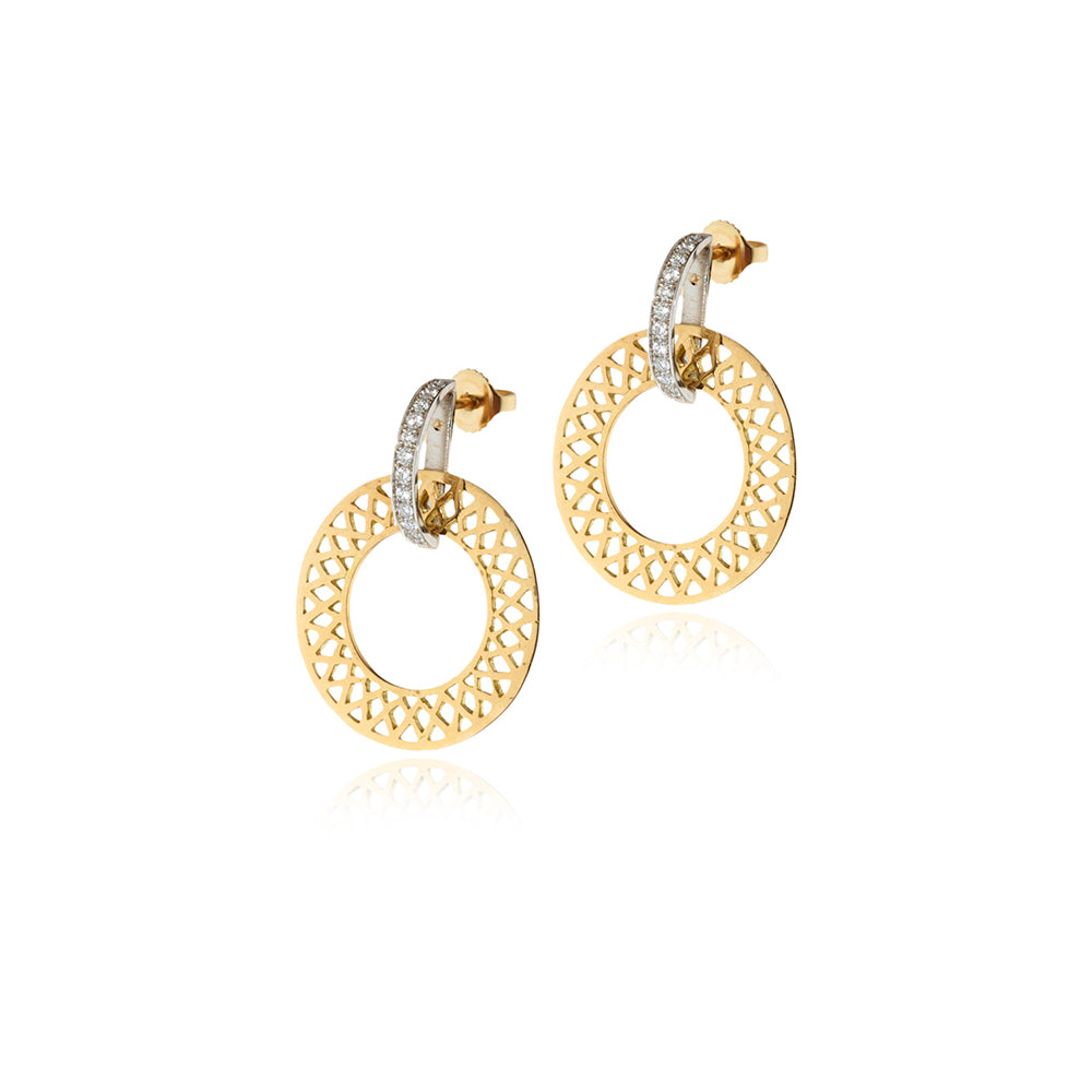 Crownwork Disc Hoops on Platinum Diamond Posts