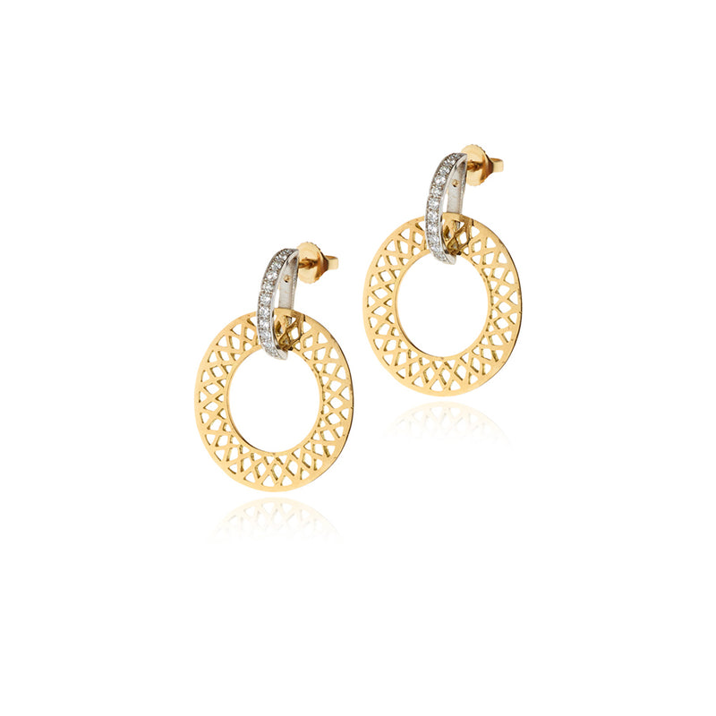 Crownwork Disc Hoops on Platinum Diamond Posts